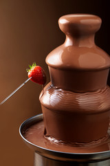 Delicious chocolate fountain fondue