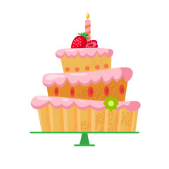 cartoon cake with strawberries2-01