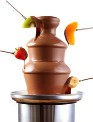 Chocolate fondue fountain with fresh fruit