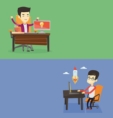 Two business banners with space for text.