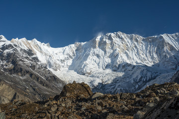 Annapurna I mountain peak in a morning, ABC, Pokhara, Nepal