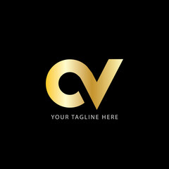 Initial Letter CV Linked Design Logo