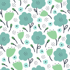 green and blue doodle flower pattern