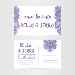 Vintage template design layout for Wedding invitation. Wedding invitation, thank you card, save the date cards, baby shower.