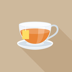 tea in glass with tag, flat design vector