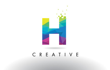 H Colorful Letter Origami Triangles Design Vector.