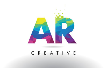 AR A R Colorful Letter Origami Triangles Design Vector.