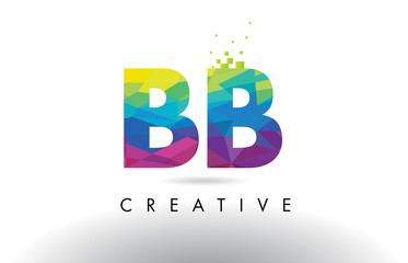 BB B B Colorful Letter Origami Triangles Design Vector.