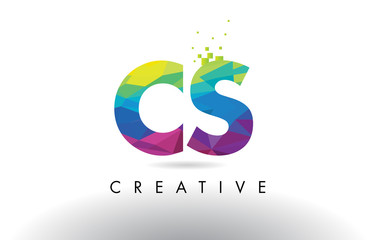 CS C S Colorful Letter Origami Triangles Design Vector.