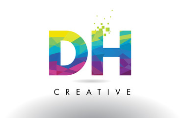 DH D H Colorful Letter Origami Triangles Design Vector.