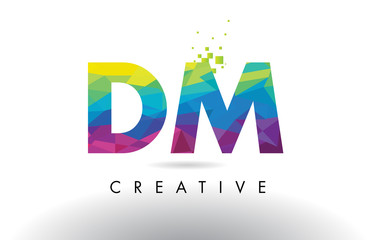 DM D M Colorful Letter Origami Triangles Design Vector.