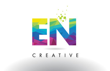EN E N Colorful Letter Origami Triangles Design Vector.