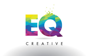 EQ E Q Colorful Letter Origami Triangles Design Vector.
