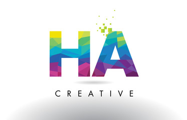 HA H A Colorful Letter Origami Triangles Design Vector.