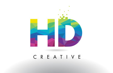 HD H D Colorful Letter Origami Triangles Design Vector.