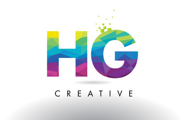 HG H G Colorful Letter Origami Triangles Design Vector.