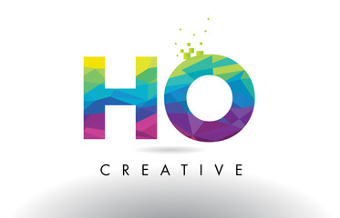 HO H O Colorful Letter Origami Triangles Design Vector.