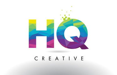 HQ H Q Colorful Letter Origami Triangles Design Vector.