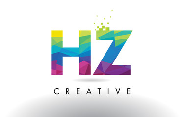 HZ H Z Colorful Letter Origami Triangles Design Vector.