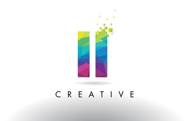 II I I Colorful Letter Origami Triangles Design Vector.