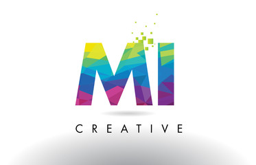 MI M I Colorful Letter Origami Triangles Design Vector.