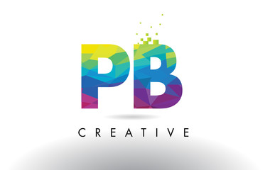 PB P B Colorful Letter Origami Triangles Design Vector.