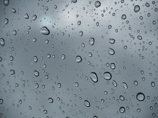 Raindrops on window. Rainy Season. Feel fresh.