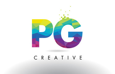 PG P G Colorful Letter Origami Triangles Design Vector.