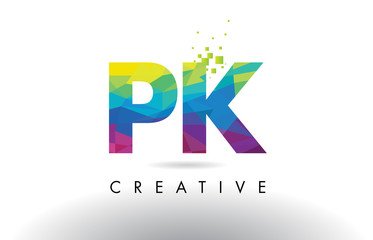 PK P K Colorful Letter Origami Triangles Design Vector. - obrazy, fototapety, plakaty