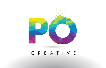 PO P O Colorful Letter Origami Triangles Design Vector.