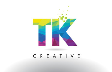 TK T K Colorful Letter Origami Triangles Design Vector.
