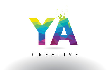 YA Y A Colorful Letter Origami Triangles Design Vector.