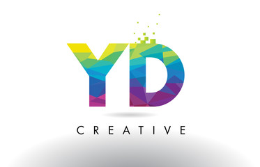 YD Y D Colorful Letter Origami Triangles Design Vector.