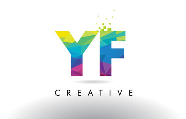 YF Y F Colorful Letter Origami Triangles Design Vector.
