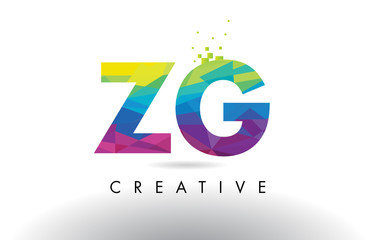 ZG Z G Colorful Letter Origami Triangles Design Vector.