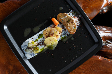 marinated brook trout with pickled vegetables and bread