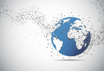 Global network connection. World map point and line composition concept of global business. Vector Illustration