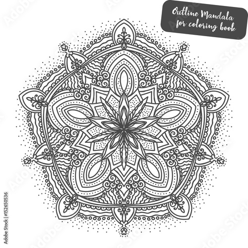 Outline Mandala For Coloring Book Decorative Round Ornament Anti