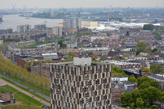The city of Rotterdam seen from above 