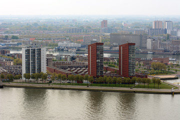 Fototapeta na wymiar The city of Rotterdam seen from above 