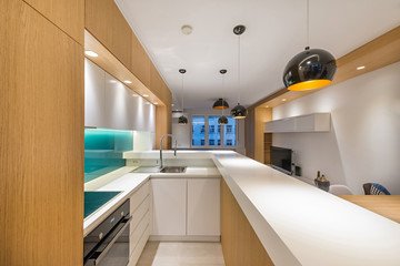 Kitchen interior in luxury apartment
