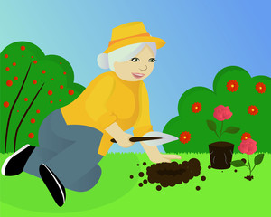 Granny in the garden