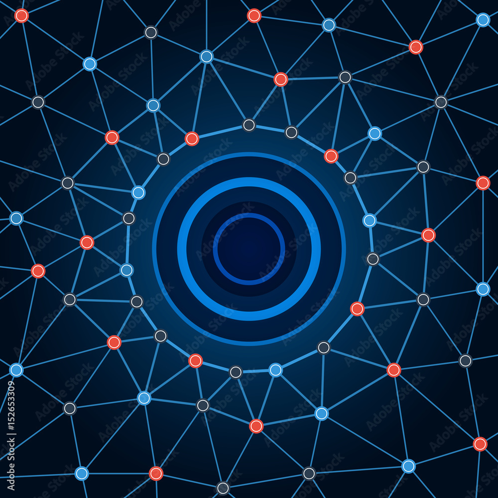 Poster Background network. Background circles dots and lines. Abstract geometric pattern with dots and connects.