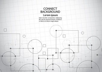 Fototapeta premium Abstract line square and circle elements. network and connection background. Vector illustration