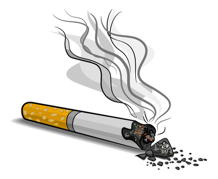 Cartoon image of cigarette. An artistic freehand picture.