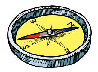 Cartoon image of Compass Icon. Architecture symbol. An artistic freehand picture.
