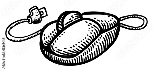 "Cartoon image of Computer mouse Icon. An artistic freehand picture