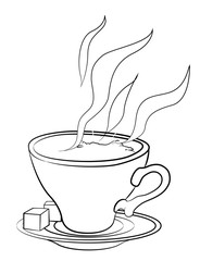 Cartoon image of espresso. An artistic freehand picture.