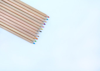 color pencils on white background.