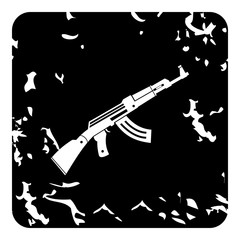 Automatic Kalashnikov icon, grunge style